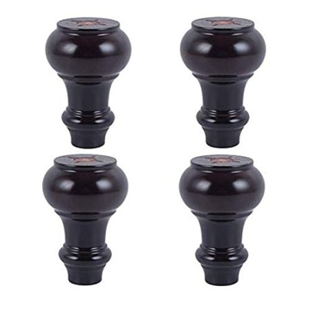 zj01123 Möbelbeine, Massivholz, Sofabeine, Kalabaschenfüße, Ersatzbeine für Couchtisch/TV-Schrank/Nachttisch/Schrank, mit Zubehör, 4er-Set (8/10/12/15/18 cm) 12 cm Schwarz