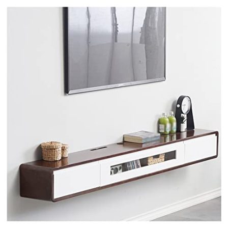 Wandmontierter TV-Schrank mit schwebenden Regalen und Aufbewahrungsstall, Unterhaltungs-Medienkonsole mit Tür für TV-Ständer