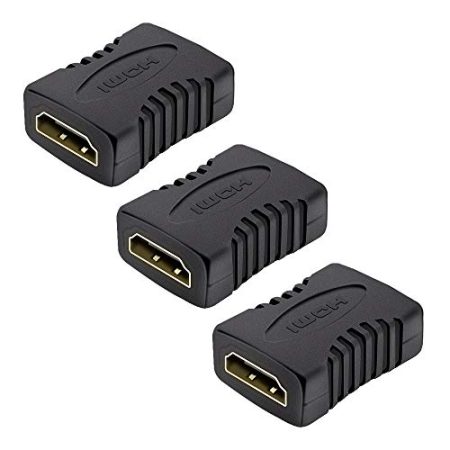JBSTK 3X HDMI auf HDMI Kupplung Adapter/HDMI-Buchse auf HDMI-Buchse Verlängerung | VERGOLDETE Kontakte | 1080p Full HD | Schwarz