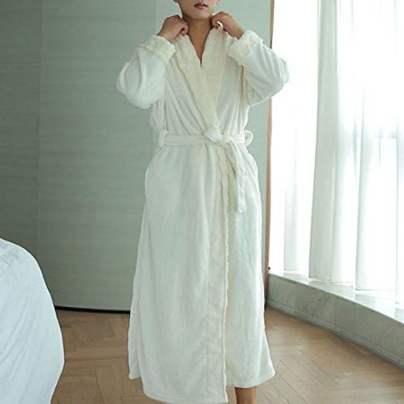 HUANSUN Mikrofaser Plüsch Koralle Fleece Decke Mit Ärmeln Super Weiche Warme Erwachsene Winterkleidung Nachthemd TV Decken, WH, M.