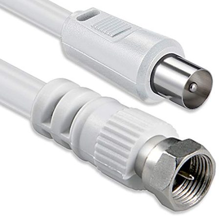 1aTTack Koaxial/SAT Anschluss-Kabel (F-Stecker auf Koaxialstecker, 1,5m >80db) weiß