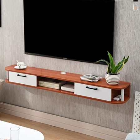 TV Board HäNgend HäNgeschrank,Holzwandmontierte Tv-SchräNke Mit KabelfüHrungsloch, Kleines Apartment Schlafzimmer HäNgender Tv-Schrank/red / 120cm