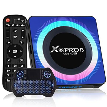 Android TV Box 13.0, Android Box 4K 2025 4GB RAM 64GB ROM RK3528 Quad-Core TV Box Android WiFi6 4K 6K 8K Unterstützt H.265 HDR10 3D 100M Ethernet 2.4G/5G Dual-WiFi Bluetooth 5.0 mit Mini Tastatur