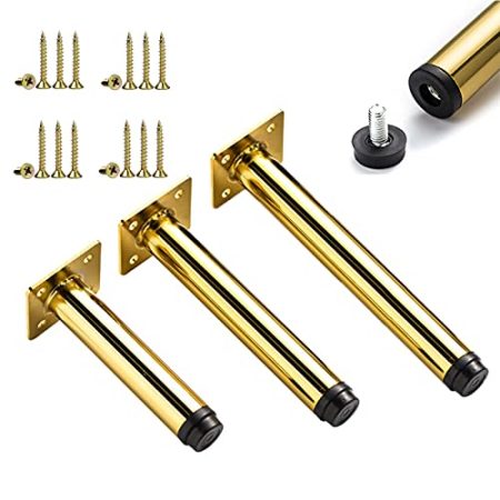 YHBZ MöBelfüße,x4 Golden Tischbeine,4/5/6/8IN MetallmöBel Tragen Füße,DIY Eisenwaren Möbel-Zubehör,Sofabeine Schrankfüße Tischbeine Fuß des Bettes,Gold-20cm(8in)
