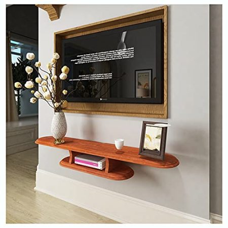 WFENG TV Hängeschrank Hängeboard/Fernsehschrank/TV Schrank/TV-Tisch,mit Offene Fächer,Stark und Robust/Red apple color / 120×22×16cm