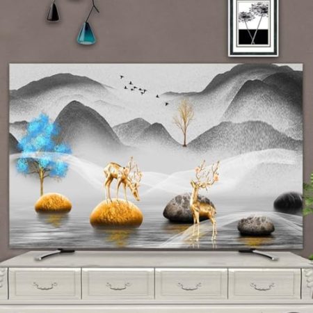 VUT Universal Tv Abdeckung Tv Staub-Proof Abdeckung Dekoration Stoff Tv Dekoration Zubehör Für 32-65 Zoll LCD(Size:70IN,Color:B)