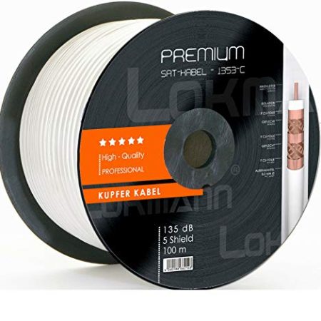 +40 F-Stecker Vollkupfer 100m 135db 8mm SAT Kupfer Koaxialkabel Satelliten Antennen Koax Kabel für Full Ultra TV, 4K UHD/8K/3D/TV, Copper Cable