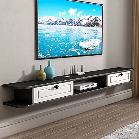 Wandbehang TV-Schrank, TV Schrank Hängeboard, Wohnzimmer Büro Schlafzimmer Aufbewahrungsregal zum Aufbewahren von DVD Blu Ray Player Kabelbox Cable/B / 120cm