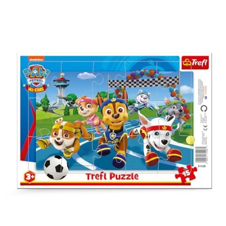Trefl - PAW Patrol, Hilfsbereite Hunde - Rahmenpuzzle für die Kleinen, 15 Große Elemente, Rahmen und eine Feste Unterlage, für Kinder ab 3 Jahren