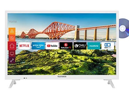 Telefunken XH24J501VD-W 24 Zoll Fernseher (Smart TV inkl. Prime Video / Netflix / YouTube, HD ready, DVD-Player, 12 Volt, Works with Alexa, Triple-Tuner) [Modelljahr 2021]