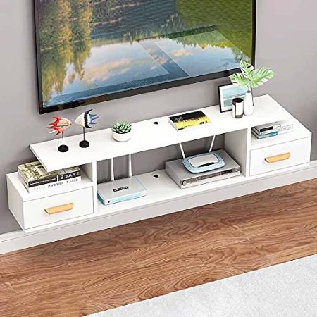 Wandbehang TV-Schrank, Media Entertainment Center Wandmontierter TV-Schrank, HäNgende TV-Konsole FüR Kabelboxen Router DVD-Player/B / 120cm