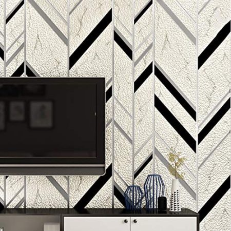 VEESYV Tapeten fürs Wohnzimmer 3D Hirschleder Samttapeten Einfache Schlafzimmer Wohnzimmer TV Hintergrund Wand Geometrische Streifen Verdickung tapeten Tapeten (Farbe : B)