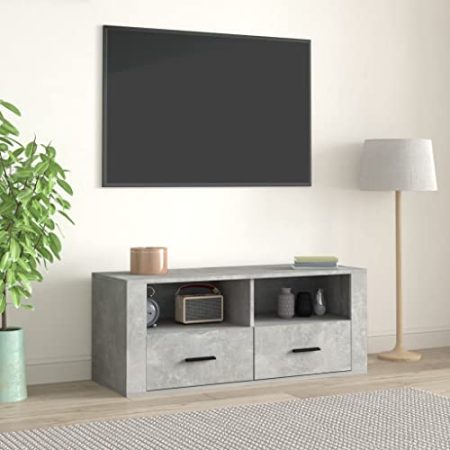 AJJHUUKI Entertainment Centers & TV Stands-TV Schrank Betongrau 100x35x40 cm Holzwerkstoff