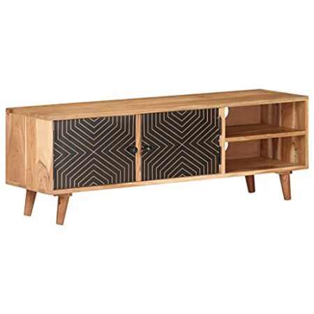 ZQQLVOO TV-Schrank,TV-Schränke, TV-Lowboard, Fernsehschrank, Fernsehtisch, Beistelltische, Sideboard, Kommoden, 115x30x39 cm Massivholz Akazie