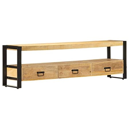 Tidyard TV-Schrank | Fernsehtisch TV Tisch mit 3 Schubladen, 1 Fach | Retro TV Lowboard M?Bel 130 x 30 x 45 cm 150 x 30 x 45 cm Mango-Holz