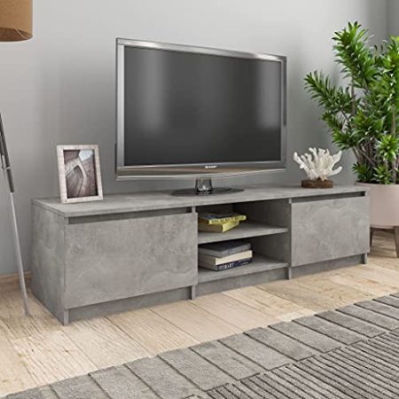 WKIEQACO Entertainment Centers & TV-Ständer, TV-Schrank, Betongrau, 140 x 40 x 35,5 cm, Holzwerkstoff