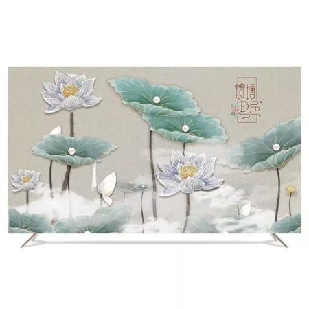 VUT Schlafzimmer-wandmontierter Tv-staubschutz, LCD-led-schutzhülle Für Gebogenen Bildschirm. Moderner Kunstdruck-abdeckstoff, Tv-zubehör, Innendekoration(Size:30/32in(W76xH52cm),Color:C)