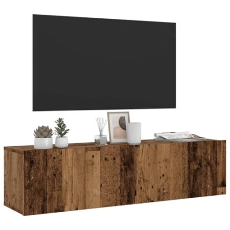 AJJHUUKI Outdoor-Möbel Wandmontierter TV-Schrank Altes Holz 120x30x30cm Holz-Möbel