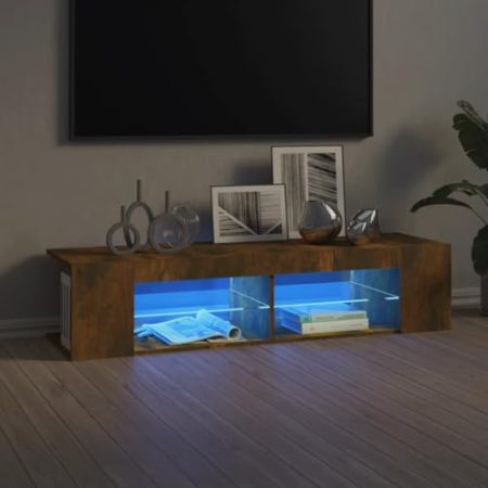FSJIELW Home & Garden-TV-Schrank mit LED-Lichtern, Räuchereiche, 135 x 39 x 30 cm, Möbel Wahl