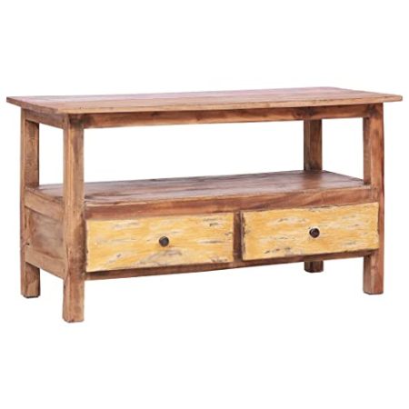 THOYTOUI TV möbel Lowboard Sideboard Fernseher TV Table TV Standregal Hi-Fi Standregal TV-Schrank 90 x 40 x 50 cm Altholz Massiv Geeignet für Wohnzimmer Schlafzimmer Wohnung Hotel