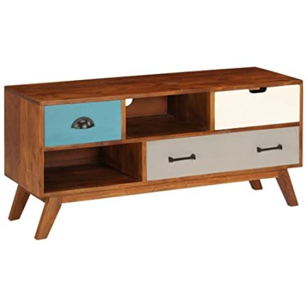 Generico Kangqiling247936 TV-Schrank mit 3 Schubladen, 110 x 35 x 50 cm, aus massivem Akazienholz, kangqiling247936