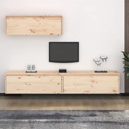Homgoday TV-Schränke 3 STK. TV Schrank Hängend TV Lowboard Fernsehschrank Hängeschrank TV Möbel Fernsehtisch Wandschrank für Schlafzimmer Wohnzimmer Massivholz Kiefer