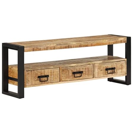 Gecheer TV-Schrank 120x30x45 cm Massivholz Mango Fernsehtisch TV-Regal Lowboard Fernsehschrank TV-Ständer