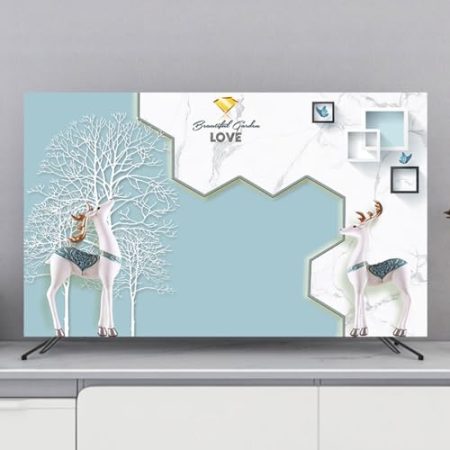 Tv-Computer-staubschutz, 30–75 Zoll, Desktop-wandbehang, Gebogene Bildschirmabdeckung, Nordeuropa-Muster, Abdeckung Für Wohnzimmer, Schlafzimmer, Heimdekoration, Zubehör(Size:32IN(80X50CM),Color:A)