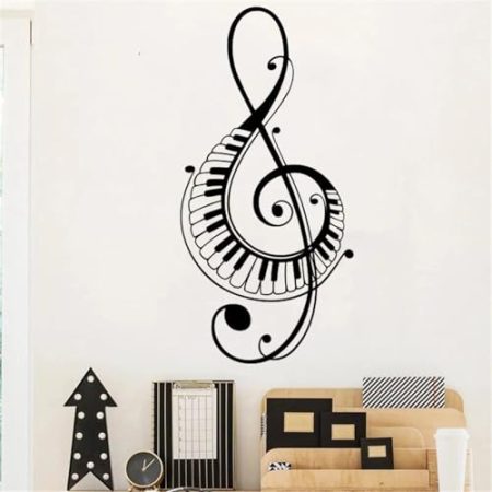 FGJFGGFR Musiknoten Wandaufkleber Dekor Zimmer Schlafzimmer Zubehör Noten Aufkleber Vinyl Kunst Tapete Schwarz Selbstklebend