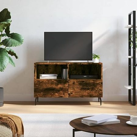 WKIEQACO Entertainment Centers & TV-Ständer, TV-Schrank, Raucheiche, 80 x 36 x 50 cm, Holzwerkstoff