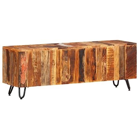 HETFTJN TV-Schrank, Tv Lowboard Tv Table Fernsehschrank Holz Tv Schrank Geeignet für Wohnzimmer Kleine Räume Fernseher Den Flur 110x30x40 cm Altholz Massiv