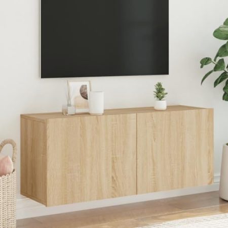 WKIEQACO Entertainment Centers & TV-Ständer, TV-Schrank, Wandmontage, Sonoma-Eiche, 100 x 30 x 41 cm