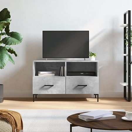 WKIEQACO Entertainment Centers & TV-Ständer, TV-Schrank, Betongrau, 80 x 36 x 50 cm, Holzwerkstoff