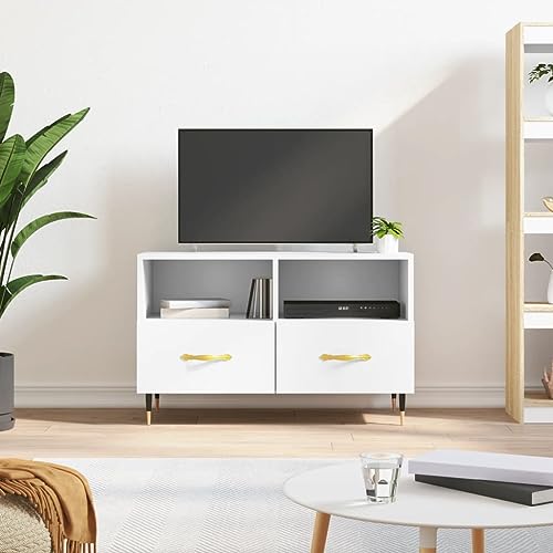 MWhite TV-Schrank Entertainment Stand 80x36x50cm Engineered WStylish Storage Solution for Living Room
