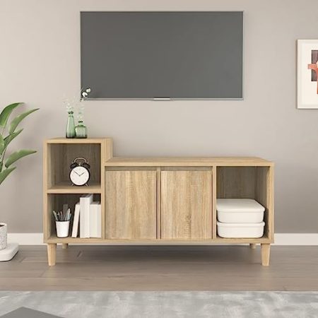 AJJHUUKI Entertainment Centers & TV Stands-TV Schrank Sonoma Eiche 100x35x55cm Holzwerkstoff