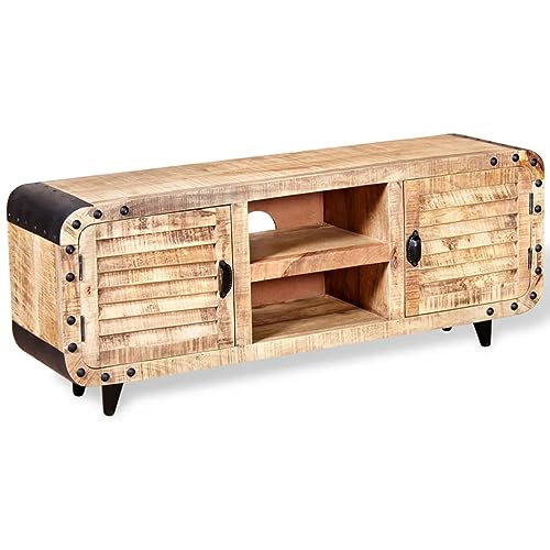 LAPOOH TV-Schrank Raues Mangoholz 120 x 30 x 50 cm, TV Lowboard, Fernsehschrank, Fernsehtisch, Fernseher Schrank, TV Sideboard, TV Board, TV Cabinet, TV Bank, TV Kommode