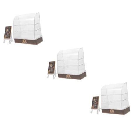 ifundom 3stücke Miniatur Kuchenregal Für Puppenhaus Transparente Braune Miniatur-vitrine Aus Dekoratives Zubehör Für Puppenhaus-küchen-szenen Für Mini-Desserts Und Kreative