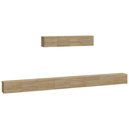 vidaXL TV Schrank Set 6-TLG. Wohnwand Schrankwand Anbauwand Hängeschrank Lowboard TV Möbel Wandschrank Fernsehschrank HiFi-Schrank Sonoma-Eiche Holzwerkstoff