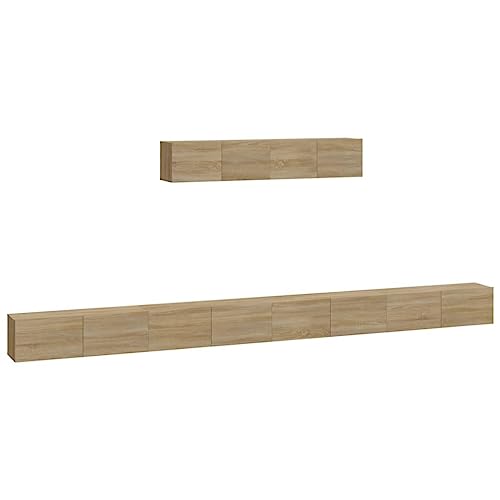 vidaXL TV Schrank Set 6-TLG. Wohnwand Schrankwand Anbauwand Hängeschrank Lowboard TV Möbel Wandschrank Fernsehschrank HiFi-Schrank Sonoma-Eiche Holzwerkstoff