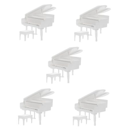 HEMOTON 5 Sätze Puppenhaus-Klavier Puppenmöbel Puppenhaus Zubehör Mini Miniatur-klaviermodell Miniatur-hausmöbel Puppenhaus Klavier Und Hocker Puppenhausminiaturen Mini-hausdekoration Weiß