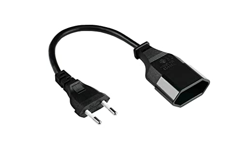 Good Connections Euro-Verlängerung - 2 m - Euro-Stecker Typ C (gerade) an Euro-Buchse (gerade) - KUPFERLEITER CU - Adernquerschnitt: 0,75 mm² - Stromkabel-Verlängerung - SCHWARZ
