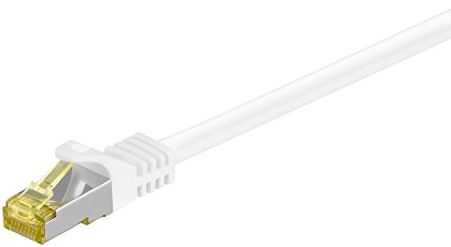 Goobay 92661 Lan Kabel 1meter doppelt geschirmt S-FTP - Netzwerkkabel CAT 7 Kabel 1m - LAN Kabel CAT 7 mit 10 Gigabit - RJ45 Stecker - Weiß