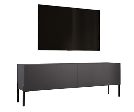 3E 3xE living.com TV- Schrank in Anthrazit mit Beinen in Schwarz, A: B: 140 cm, H: 52 cm, T: 32 cm