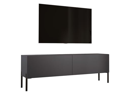 3E 3xE living.com TV- Schrank in Anthrazit mit Beinen in Schwarz, A: B: 140 cm, H: 52 cm, T: 32 cm