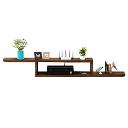 ZXKQ Floating-tv-Schrank, Massivholz-tv-Rack, Multifunktions-Speicher-Rack, Speicher-Kabel-Kabel-Kabel-Set-top-Box-Rack Speichern(Size:120cm,Color:dunkle Walnuss)