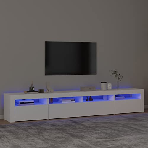 CIADAZ TV-Schrank mit Weiß 240x35x40 cm, TV Lowboard, Fernsehschrank, Fernsehtisch, Fernseher Schrank, TV Sideboard, TV Board, TV Cabinet, TV Bank, TV Kommode - 3152722