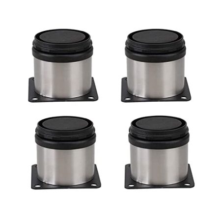 WSZGR 4 Stück Möbelfüße, Verstellbar Möbelbeine Schrankfüße, Rostfreier Stahl Sofafüße, Runde Schrankbeine, Fuß des Bettes, DIY-Ersatzfuß-Hardware-Zubehör(Size:6cm)