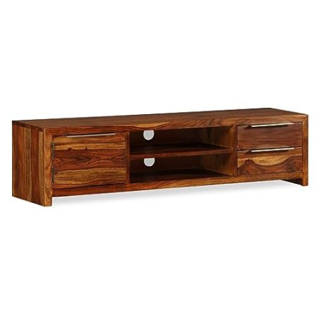Gecheer Fernsehschrank TV-Schrank aus Massivholz Sideboard TV-Lowboard Fernsehtisch Wohnzimmertisch 120 x 30 x 30 cm (B x T x H) Mit 2 Regale,2 Schubladen und EIN Schrank mit Tür