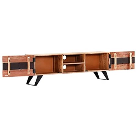 Gawany TV-Schrank mit 2 Fächern und 2 Türen Fernsehtisch Lowboard TV Board Fernsehschrank Lowboard Sideboard Kommde Fernsehentisch Holzschrank Aufbewahrungschrank 140 x 30 x 45 cm Massivholz Akazie