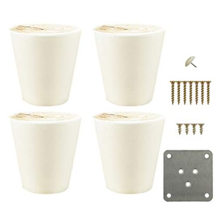 Weiße Massivholz Möbelfüße,Couchtischbeine,TV-Schrankfüße,Sofabeine,Schrankbeine,4er-Set,Ersatzbeine,für Nachttische,Schubladenschränke,mit Zubehör(6cm/2.36in)